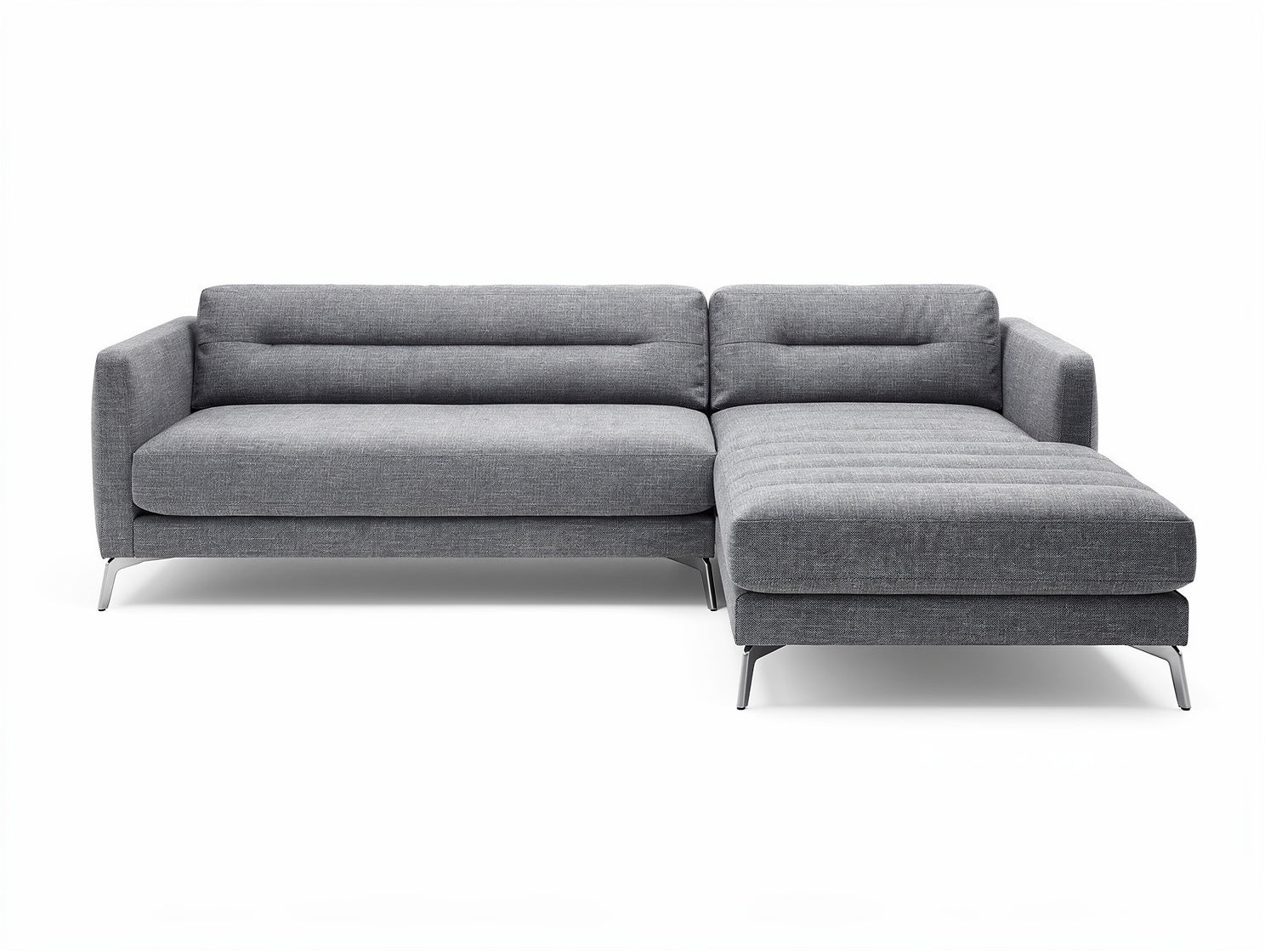 **Tytuł techniczny w języku polskim: Nowoczesna szaro-skalna sofa narożna z podłokietnikami**